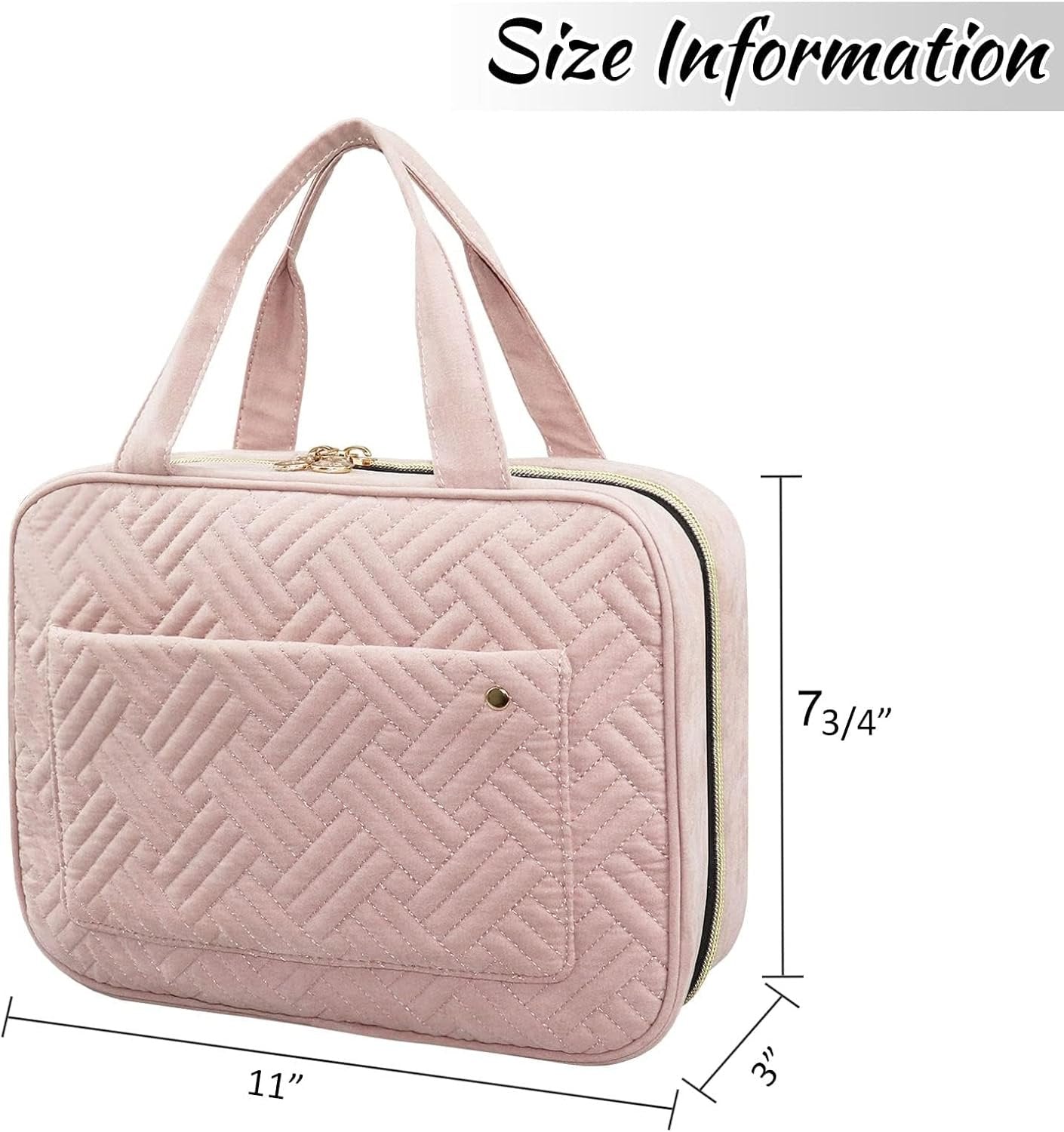 Hanging Toiletry Bag, Travel Makeup Bag, 4 Compartments Large Wash Bag, Portable Waterproof Cosmetic Toiletries Storage for Women (Pink)
