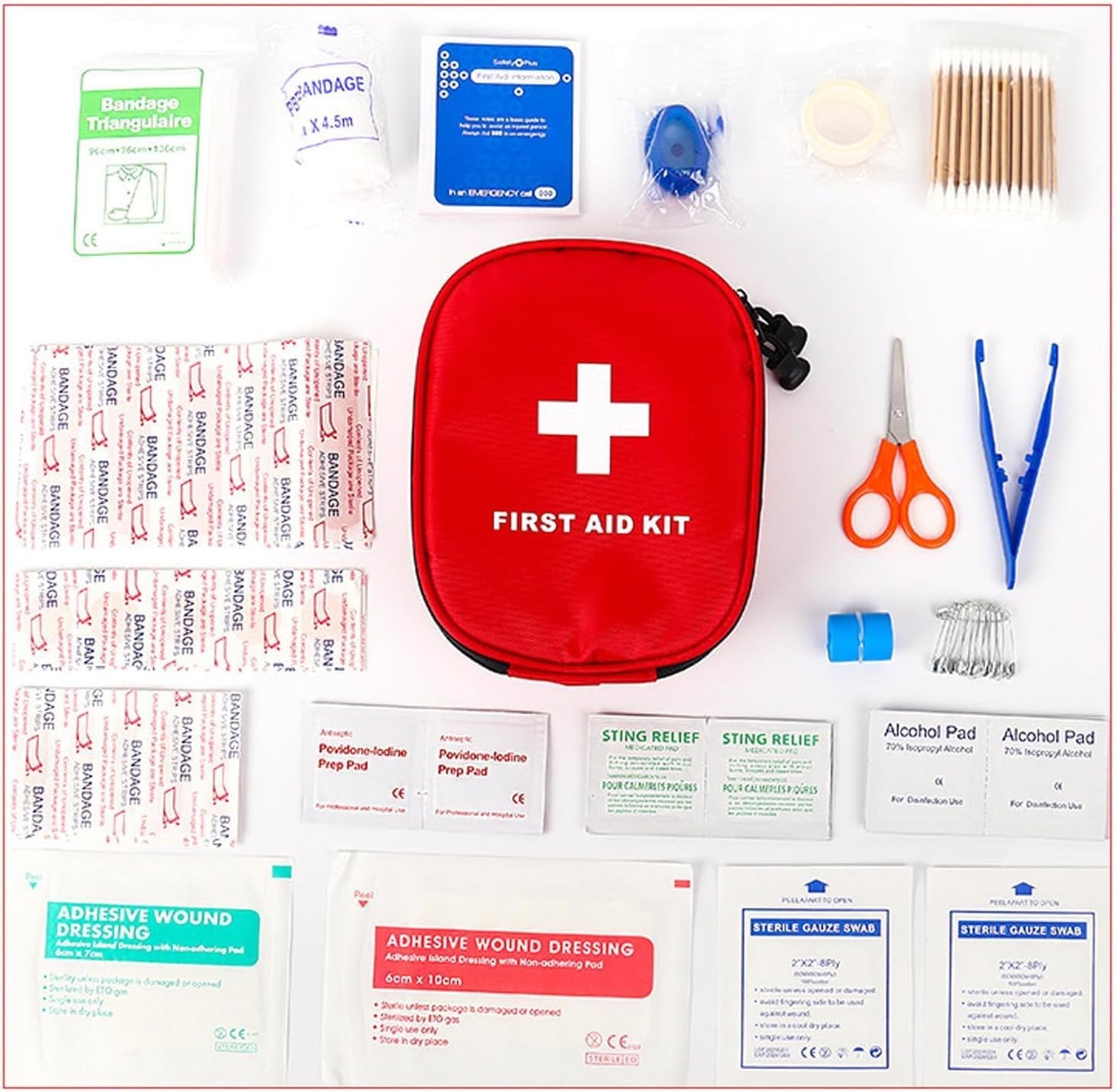 240Pcs First Aid Kits, Emergency Survival Kit for Family Hiking Office Vehicle Workplace Camping & Outdoor with Waterproof Laminate Bags You Protect Your Supplies (240)