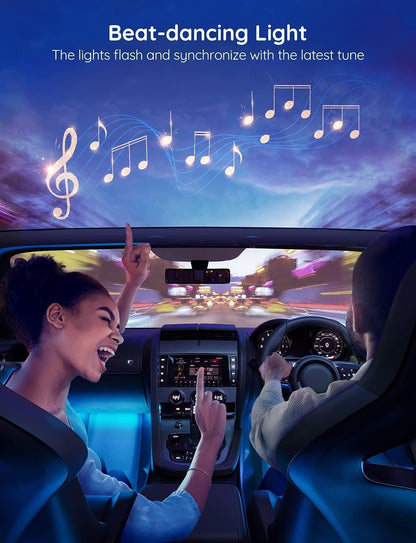 Govee Interior Lights for Car, App Control Smart Car Lights with DIY Mode and Music Mode, Waterproof LED Interior Lights with 2 Lines Design, RGB Under Dash Car LED Lights with Car Charger, DC 12V