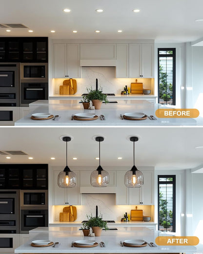 YIIZON R5 and 6 Recessed Can Light Conversion Kit, Fixture Upgrade, Pendant & Hanging Light, Ceiling Fan Compatible, 7¾ Inch Flat Steel Ceiling Medallion, White Finish