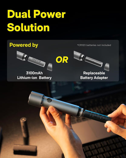 HOTO Flashlight High Lumen, Tactical Flashlight Self Defence, Rechargeable LED Torch with Clip, IP68 Waterproof, 5 Modes, USB-C Charging, Ideal for Emergency/Camping/Hiking/Climbing