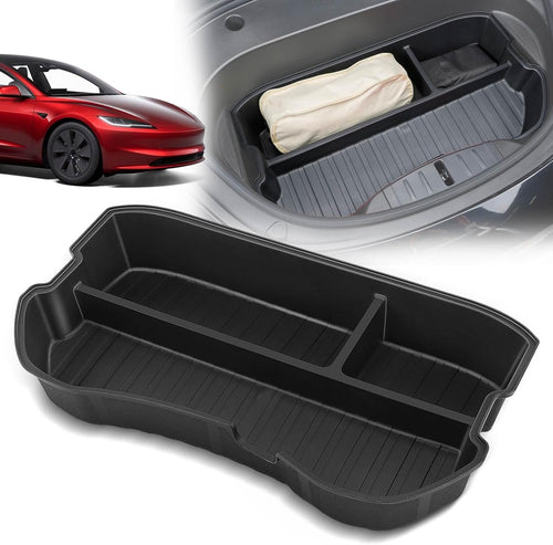YHTAUTO Front Trunk Organizer Compatible with Tesla Model 3 2021 2022 2023 Accessories, Waterproof Frunk Storage Bins Organizer Front Trunk Storage Box - Black