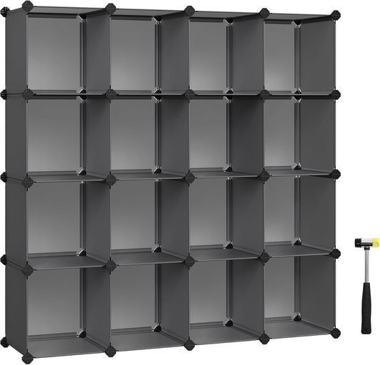 SONGMICS Cube Storage Organizer, 16 Cube Closet Organizers 48.4 x 12.2 x 48.4 Inches, Gray ULPC442G01