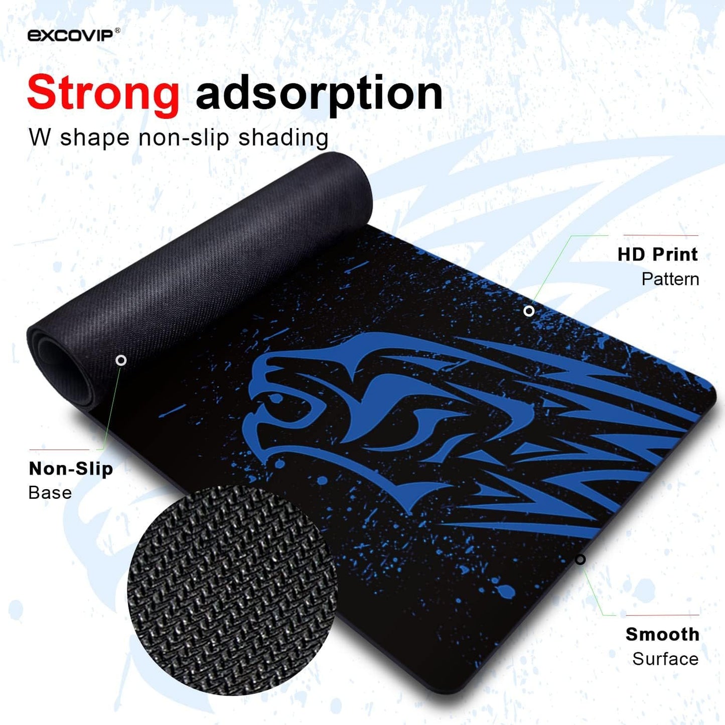 EXCOVIP Blue Leopard Large XL Gaming Mousepad desk mat gaming big mouse pads with designs lapboard keycaps office and gamers keyboard & mouse accessories gaming cool and nice mouse pad 3522 (70×30CM)-