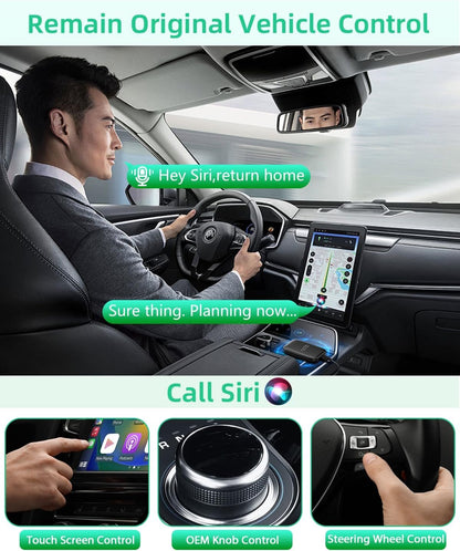 MTAKYI Wireless CarPlay Adapter Support Netflix YouTube, Android Auto Wireless Adapter for Factory Wired CarPlay Cars, 2 in 1 Magic AI Box with 5.8GHz WiFi, TF Card, Plug and Play for iPhone/Android