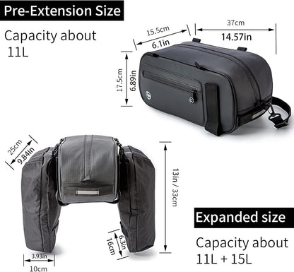 HuiJuKeJi Bike Trunk Bag Bicycle 26L Storage Pannier Saddle Bag Multifuction Rear Bike Cargo Rack Bags with Reflective Strips Waterproof Travel Accessories Expandable Luggage Trunk Bag for Cycling