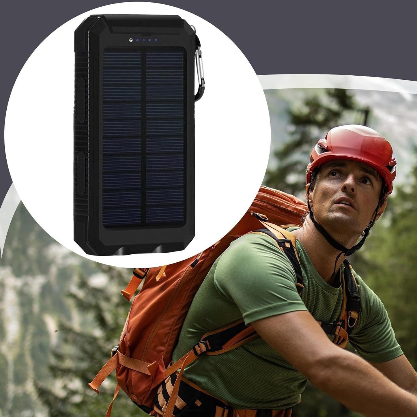 Solar Charger Powered Bank | 20000mAh Portable Solar Fast Charger,Waterproof Battery Pack with Flashlight Survival Gear for Hiking, Explorer & Cell Phone