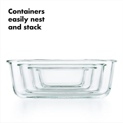 OXO Good Grips 3.5 Cup SNAP Leak Proof Glass Rectangle Food Storage Container, Clear
