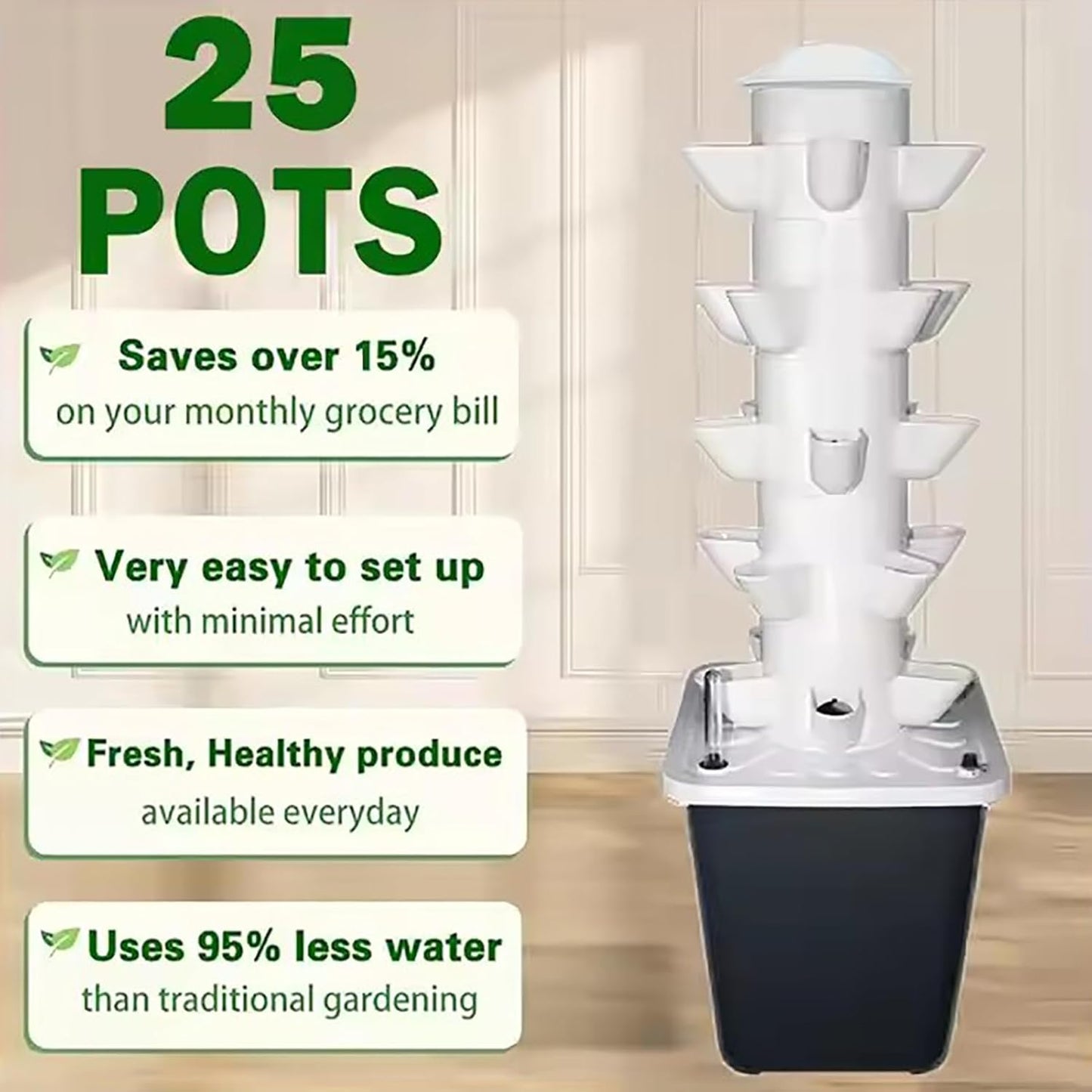 FXNFXLA Torre idroponica 2025, Kit per Sistema di Coltivazione idroponica Verticale con Pompa dell'Acqua, Timer, irrigazione Intelligente, per Erbe aromatiche, Frutta e Verdura