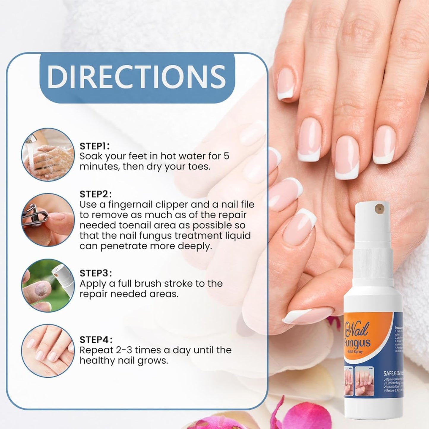 Nail Strengthener Spray, Toenail Care Treatments, 4.02x1.14in Gentle Long-Lasting Formula, Repair and Protect, Fast Absorbing Spray for Damaged Thickened Toenails Cares
