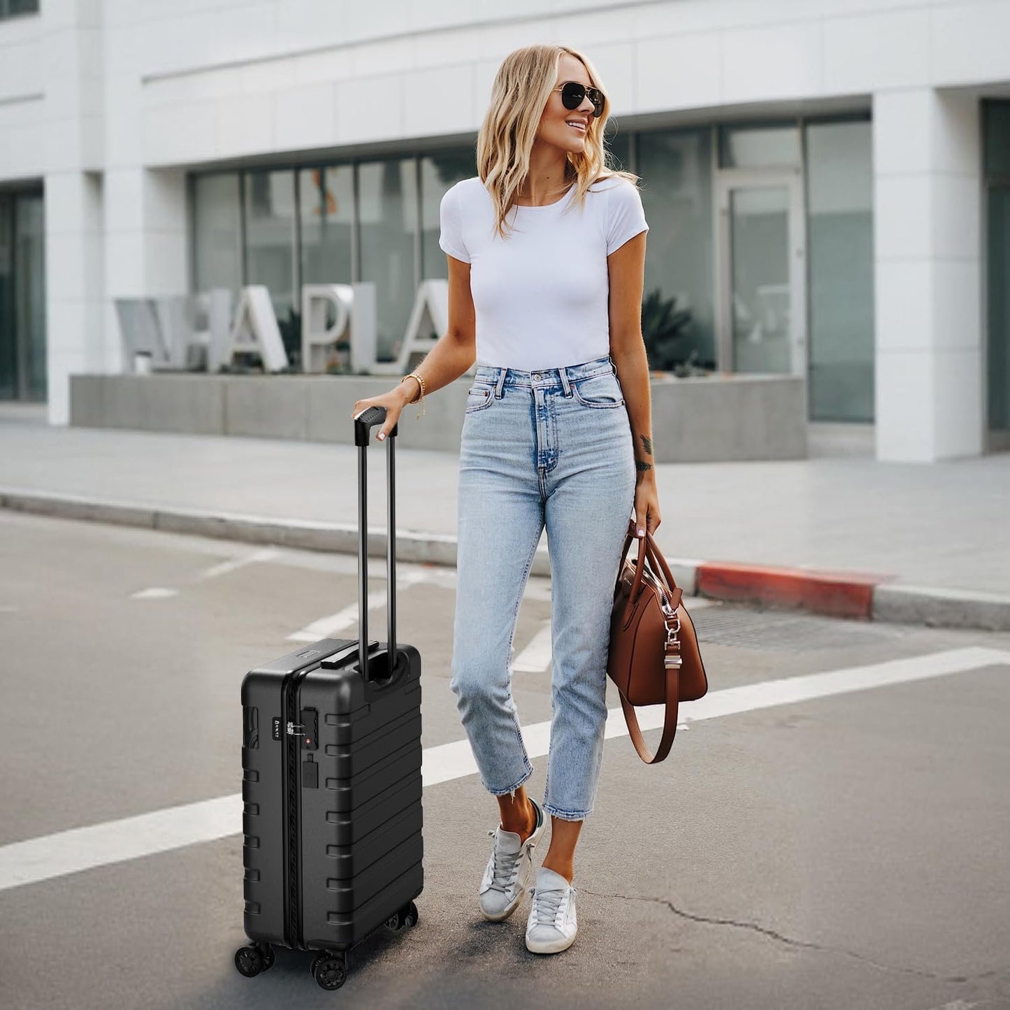 Krute Luggage PC ABS Suitcase for Travelling,Hard Shell Checked Luggage with USB Charging Port & TSA Lock Lightweight 28-Inch Black