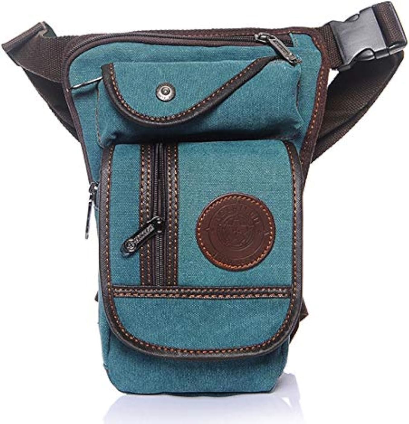 Hebetag Canvas Waist Pack - Brown Cotton Canvas - 5.9" x 2.3" x 10.2" - 405g - 3 Pockets - Water Resistant - Buckle Closure