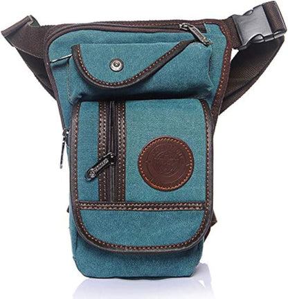 Hebetag Canvas Waist Pack - Brown Cotton Canvas - 5.9" x 2.3" x 10.2" - 405g - 3 Pockets - Water Resistant - Buckle Closure