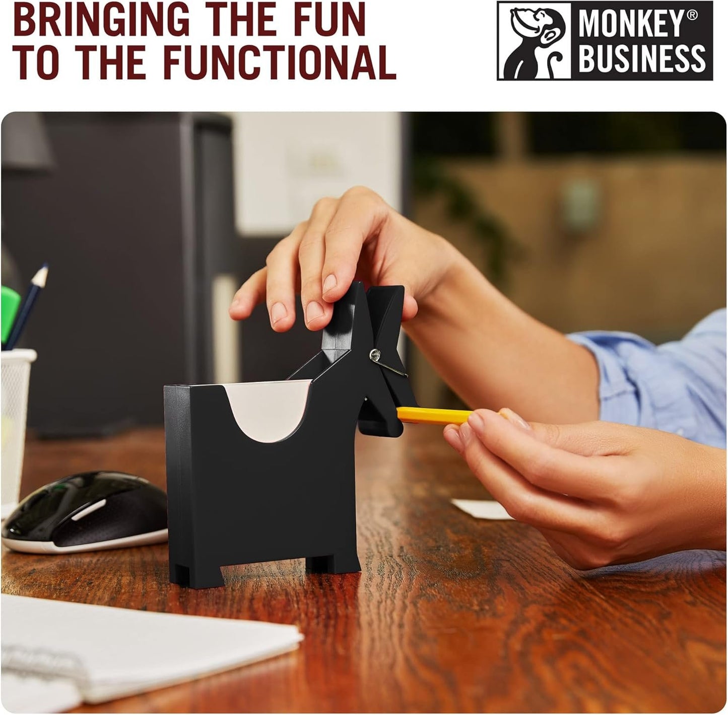 Morris The Donkey: Desktop Memo Holder | Cute Desk Accessories & Office Supplies | Funny Desk Decor & Office Accessories | Holders & Dispensers | Sticky Note Holder | by Monkey Business (Black)