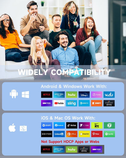 AIMIBO 4K Wireless Display Adapter, 3 Mirroring Way - Direct, DLNA, Wired Sync Screen, 2.4G 5G @60Hz HDMI Wireless Dongle for iOS Android Windows mac to HDTV Monitor Projector -Airplay DLNA Miracast
