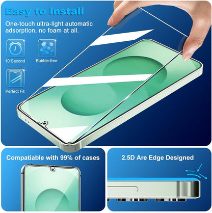 [3+3 Pack] Glass Screen Protector for Samsung Galaxy S25 5G, 9H Tempered Glass, Ultrasonic Fingerprint Support, HD Clear, Anti Scratch Bubble Free for Galaxy S25 Glass Screen Protector