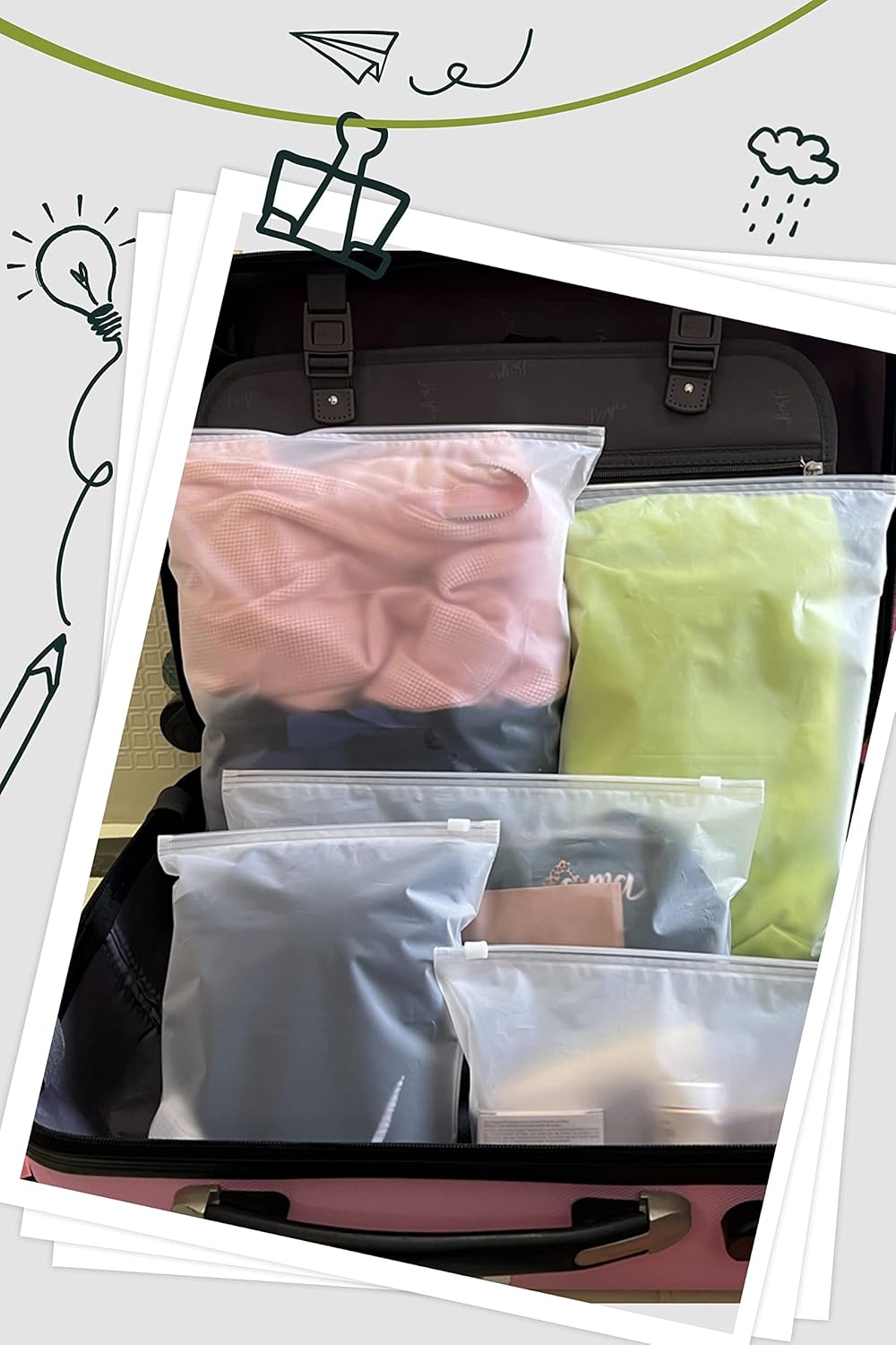 32 Pcs Waterproof Travel Bags with Zip, Multifunctional Storage Bag for Clothes, Shoes, Cosmetics and Baby Accessories - Transparent, Reusable and Resealable
