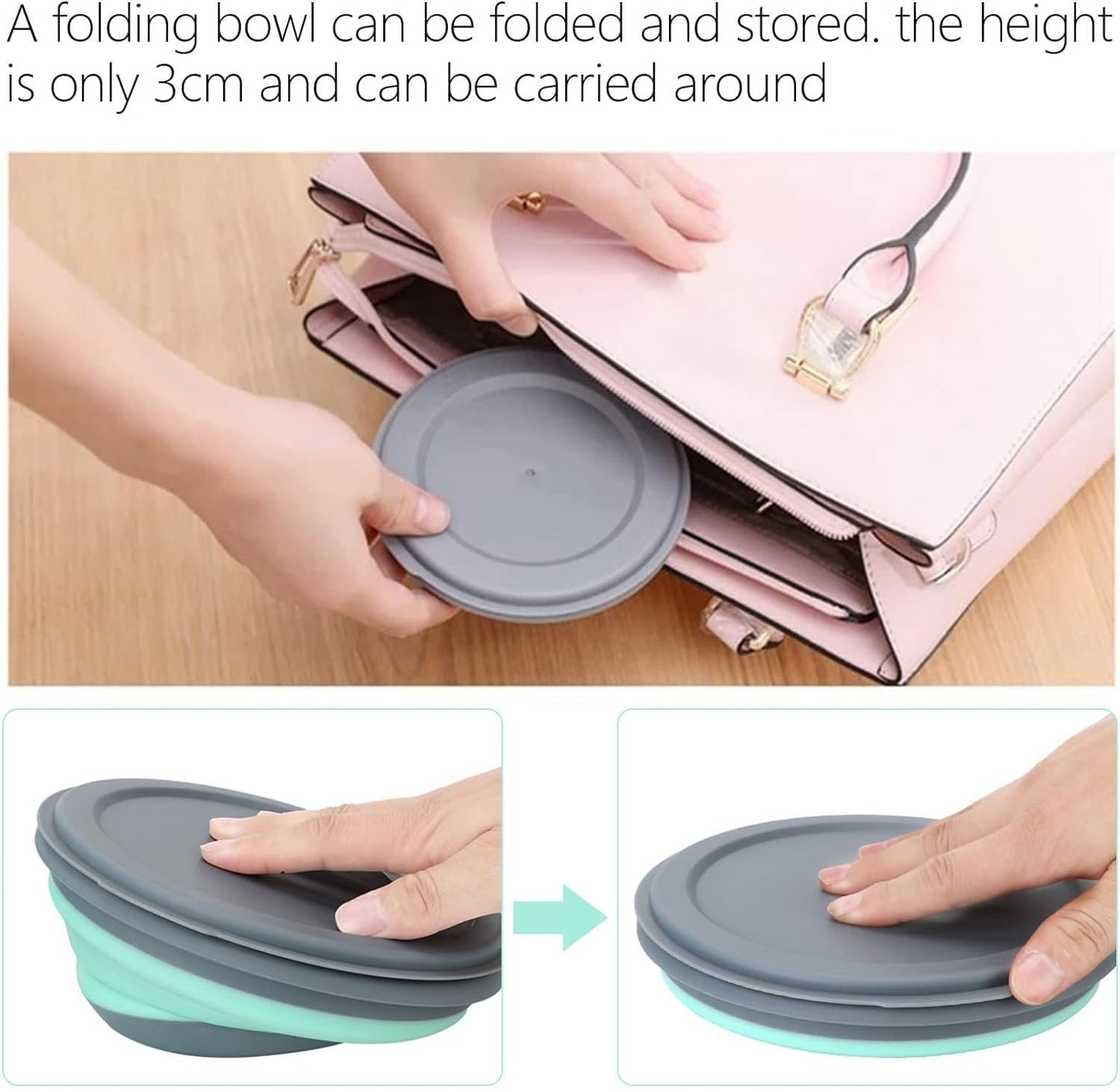 YSHIGUING 3 Pcs Collapsible Washing Up Bowl, Portable Camping Bowl with Lid Food Storage Outdoor Tableware Folding Lunch Box Portable Salad Bowl for Outdoor Travel Camping Hiking Caravan