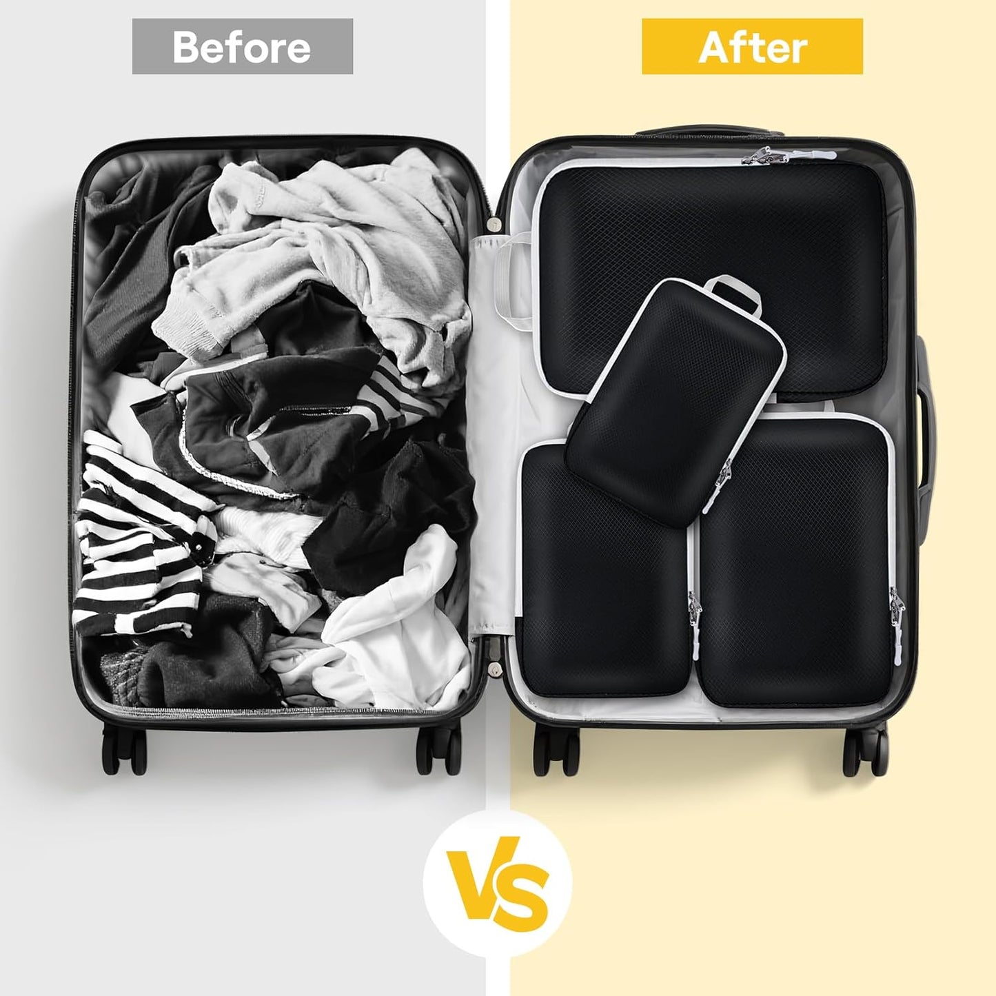 7 Pieces Suitcase Organizer, Packing Cubes Compression Space-Saving, Ultralight Suitcase Set, Travel Organizer for Clothes, Shoes, Underwear, Travel Set for Backpacks or Hand Luggage