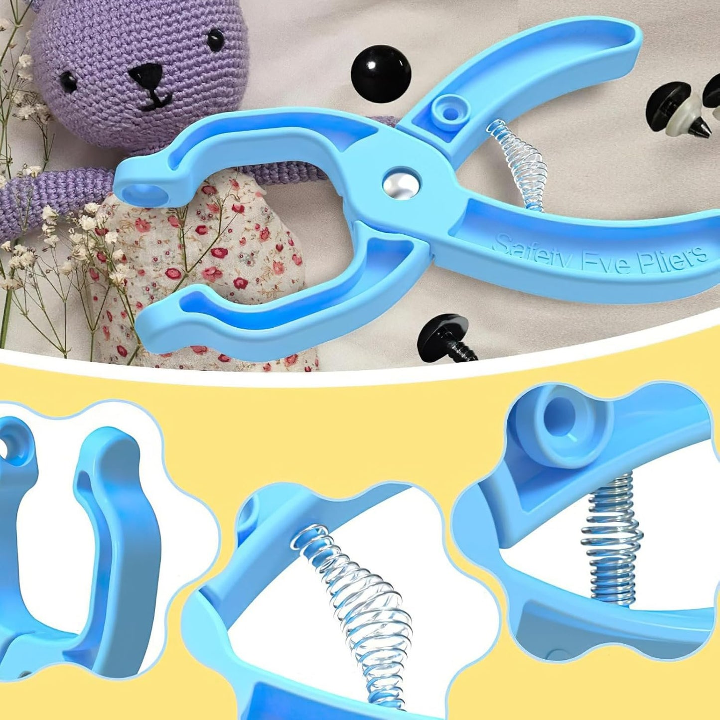 Safety Eyes for Crochet Tool,Crochet Eyes Tool,Safety Eyes Crochet Tools for Crochet & Stuffed 5-30mm,Safety Eye Tool Clamp,Auxiliary Tool for Attaching Safety Eye,Crochet Doll Safety Eye Snapper Tool