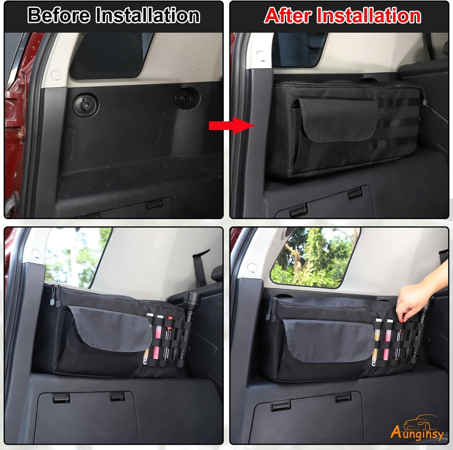 Aunginsy Car Trunk Organizer Compatible with Toyota FJ Cruiser 2007-2021 Car Trunk Storage Box Backseat Hanging Organizer Rear Left Storage Bag Organizer Multi-Compartment Oxford Cloth Accessories