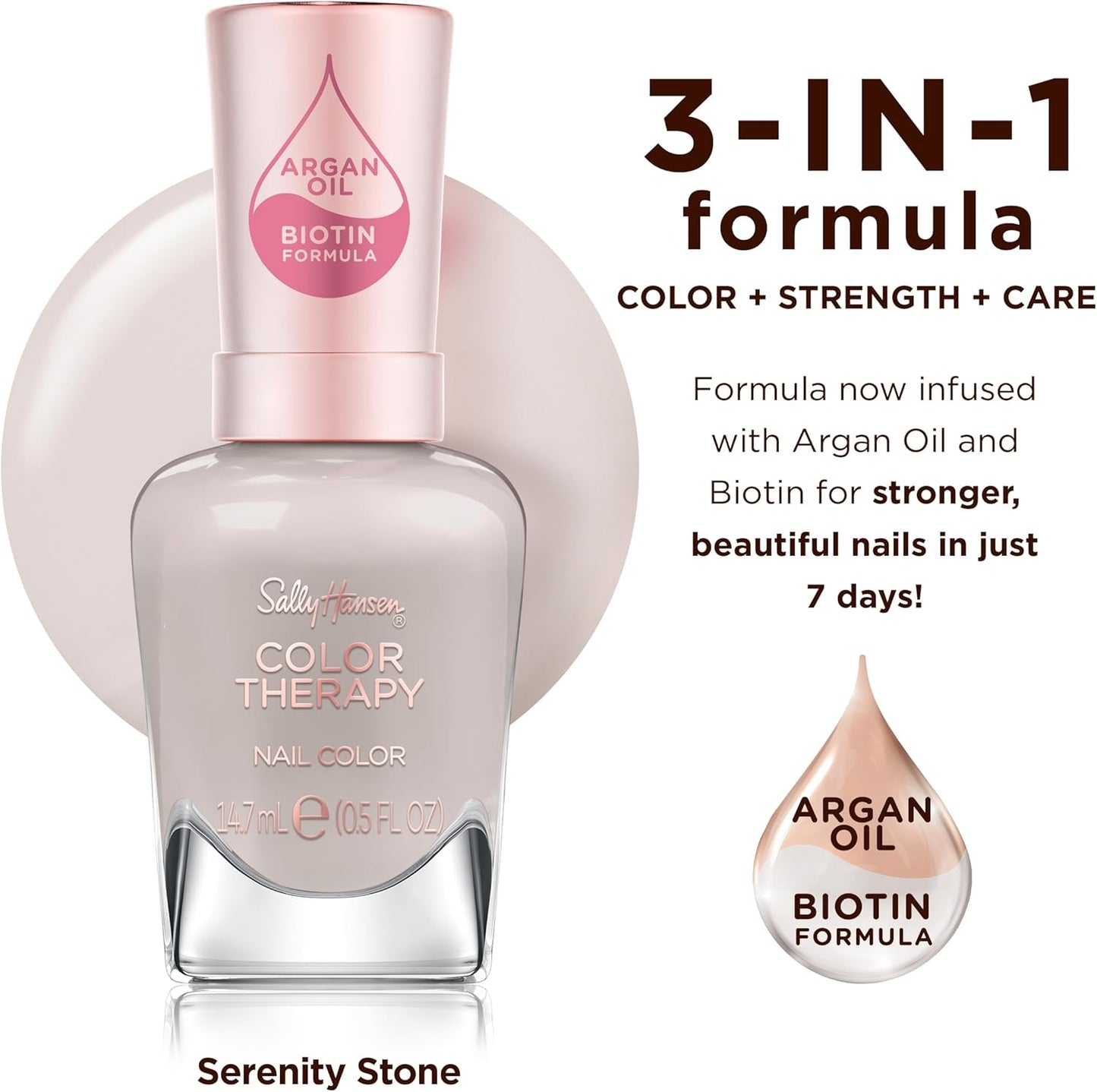 Sally Hansen Color Therapy Nail Polish, 144, Serenity Stone, Colors, Strengthens, Cares