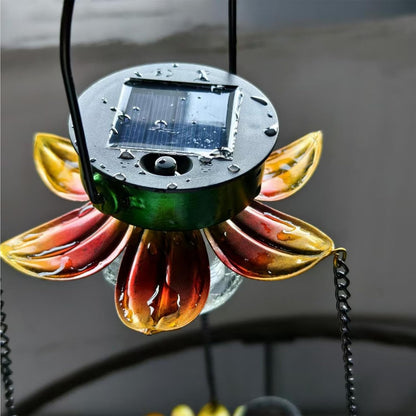 Mangiatoia per uccelli a energia solare, 2 in 1, in metallo, per esterni, decorazione da giardino, resistente alle intemperie, per bere e mangiare animali domestici