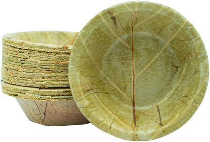 TAPARI Mini Disposable Bowls - 20 Pack Mini Bowls Made from Leaves - 10cm Diameter - 90ml - Natural & Eco-Friendly Bowls - 100% Compostable & Biodegradable Bowls for Parties Barbeques, Hot & Cold Food