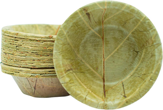 TAPARI Mini Disposable Bowls - 20 Pack Mini Bowls Made from Leaves - 10cm Diameter - 90ml - Natural & Eco-Friendly Bowls - 100% Compostable & Biodegradable Bowls for Parties Barbeques, Hot & Cold Food
