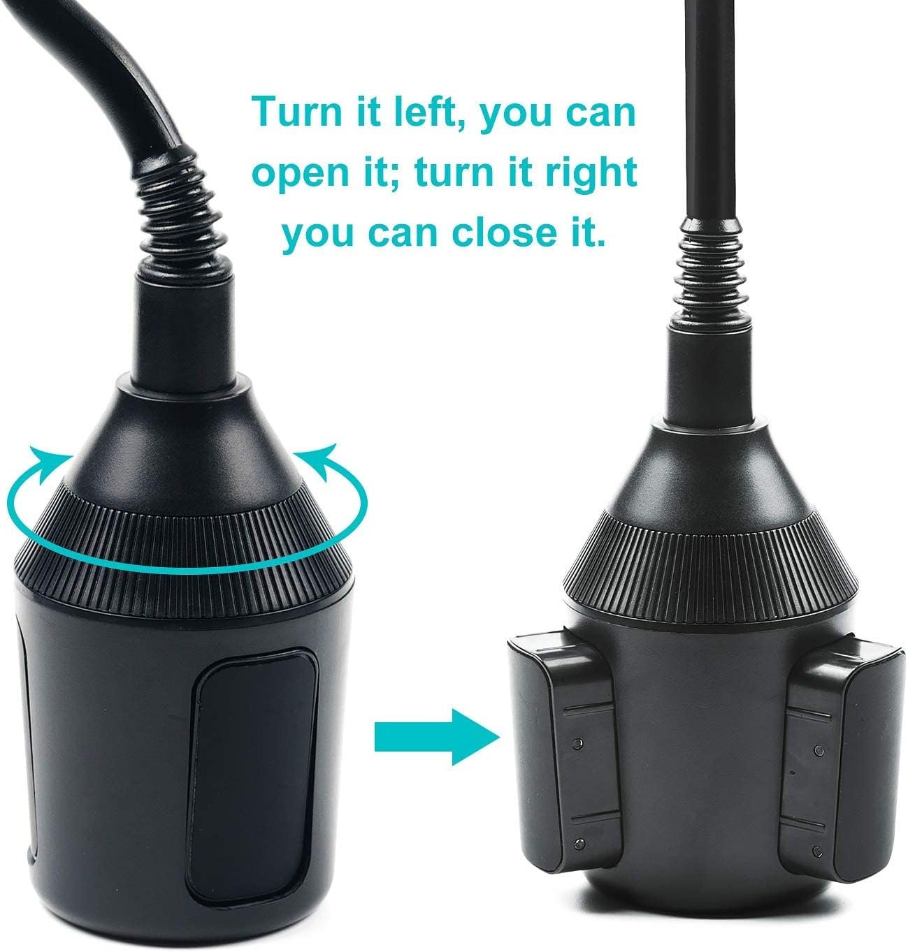 DBREAKS Universal Car Cup Holder, 360° Rotated Mobile Phone Car Black with 8.5 cm Neck Flexible and Adjustable for iPhone, Smartphone and Phone