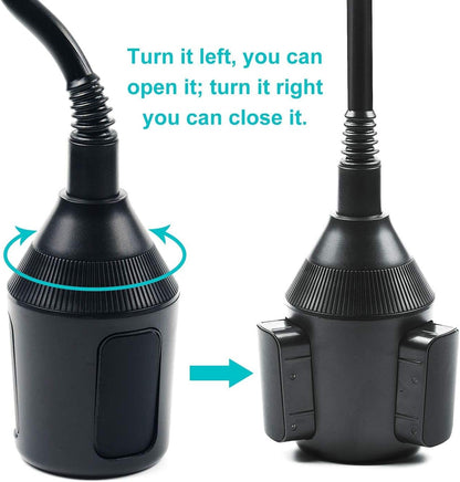 DBREAKS Universal Car Cup Holder, 360° Rotated Mobile Phone Car Black with 8.5 cm Neck Flexible and Adjustable for iPhone, Smartphone and Phone