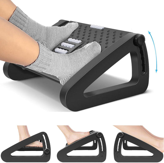 Under Desk Foot Rest ï¼ŒErgonomic 6-Height Adjustable Footrest For Deskï¼Œwith Massage Rollers Portable Under Footrestï¼ŒDesk Foot Stool for Home,Office