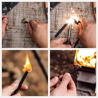 Mastiff Gears® Ultimate Bushcraft Survival Fire Starter Kit with Wood Handle Ferro Rod, Tinder Rope, Tinder Wick, Waterproof Farrow Rod Backpacking Multitool for Campfires and Emergency Situations