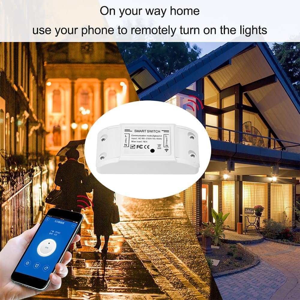 3Pcs WiFi and BT Smart Switch 10A 2200W Dual-Mode On/Off Device Voice Tuya APP Remote Control Timing Switch Smart Home Voice Control for Electric Appliances Universal Smart Home Automation Module
