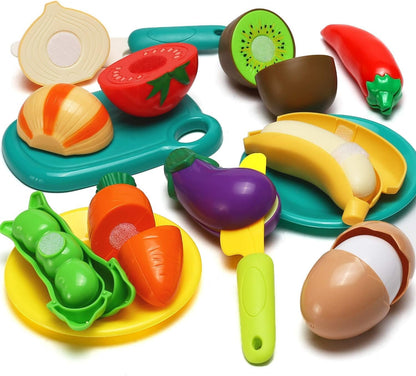 70 PCS Cutting Play Food Toy for Kids Kitchen, Pretend Fruit &Vegetables Accessories