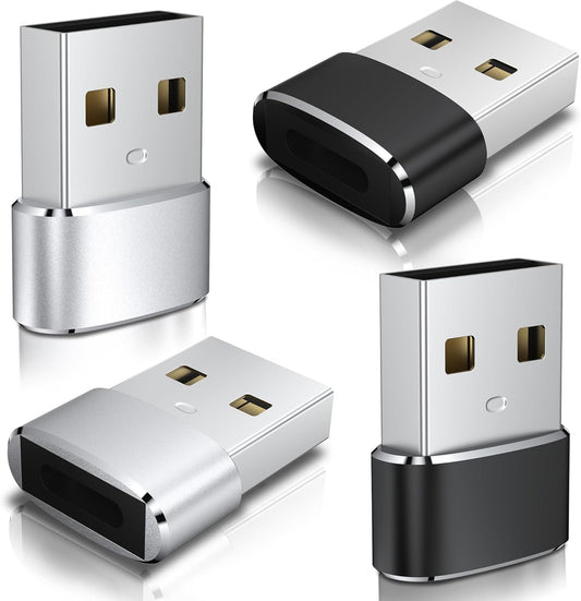 4 Pack USB to USB C Adapter for iPhone 16 Charger Adapter,USB A Male to USB C Female 3.0 OTG Adapter,Fast Charge and Sync Converter for Apple Watch Series 10,iPhone 15 13 14 12 Pro Max