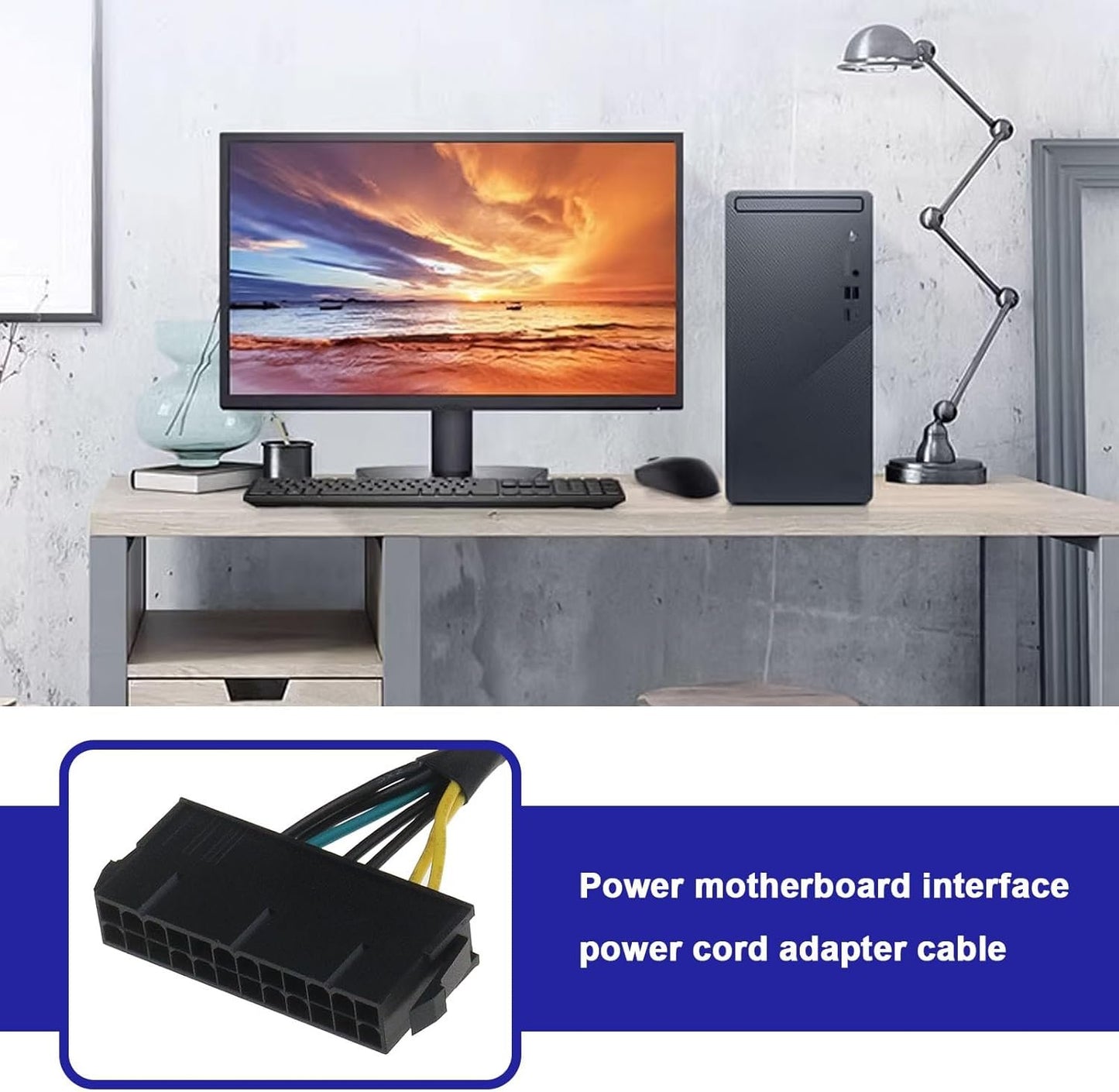 VGOL 24Pin to 6Pin ATX Power Supply Power Adapter Cable Compatible with Dell Inspiron 3470 Compatible with Optiplex Compatible with Dell Vostro