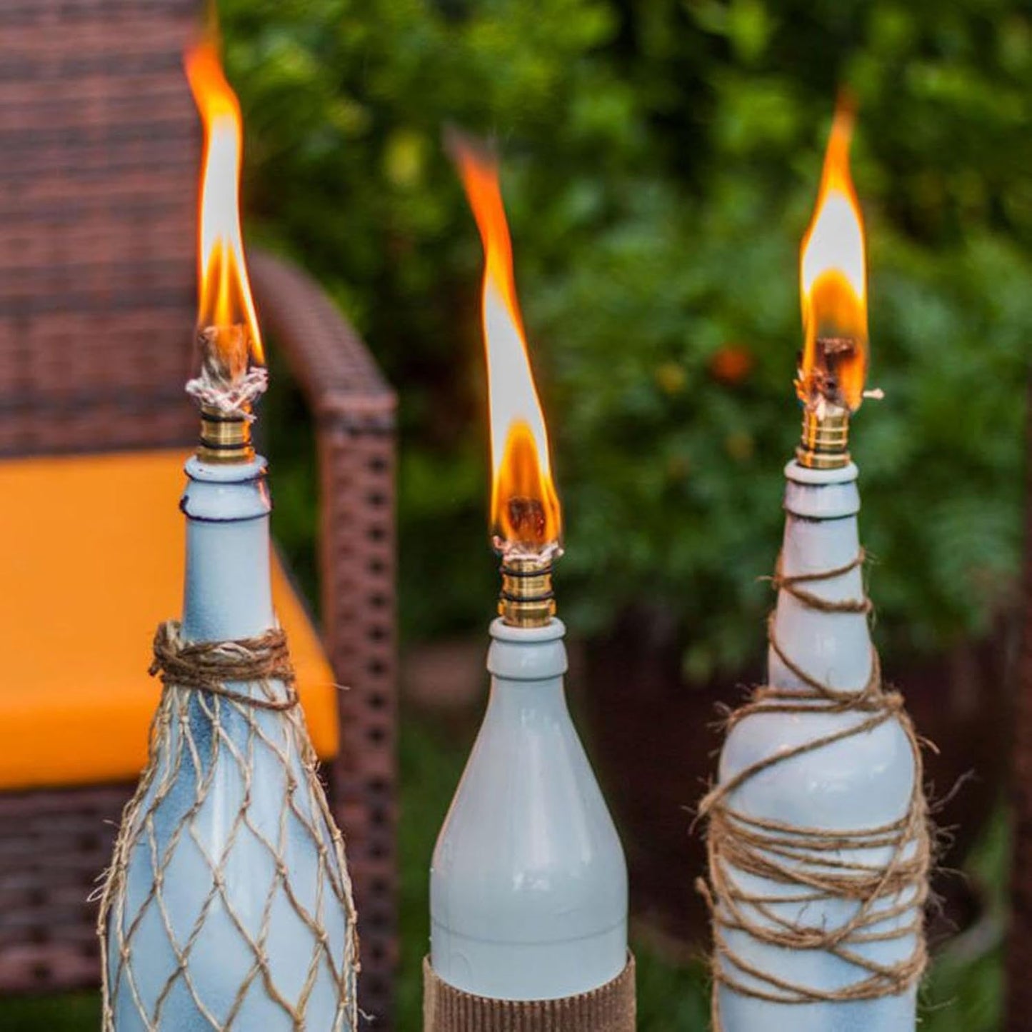 Brass Torch Wick Kit – Oil Lamp Replacement Set with 8 Long-Lasting Wicks, Copper Cap & Brass Mount | Wine Bottle Torch Hardware for Patio, Garden, Tabletop Lighting and Outdoor Ambience