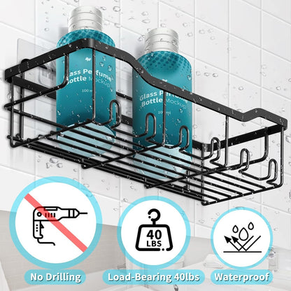Laimew 5-Pack Shower Caddy, 304 Stainless Steel Bathroom Organizers, Adhesive Shower Shelves Shower Shelf, Black Shower Organizer Bathroom Accessories Set Bathroom Shelf
