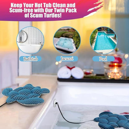 Hot Tub Scum Sponge, Pool Cleaner Turtle Shaped, Floating Oil-Absorbing Accessory, Essential Water Cleaning Tool, Keep Water Clean for Adults, Ideal for Hot Tubs, 10,63 x 9,45 pollici