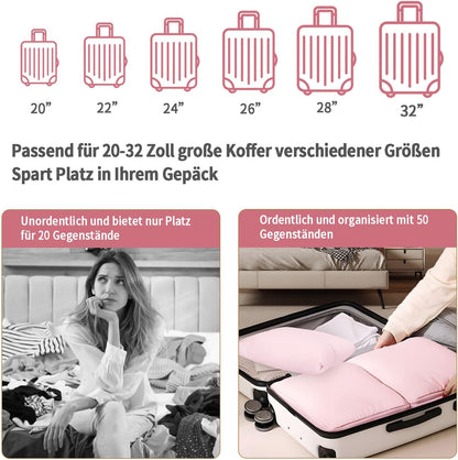 Suitcase Organizer, 6 Pieces Suitcase Packing Organizer, Lightweight Luggage Organizer, Backpack, and Three Travel Bottles (Pink)