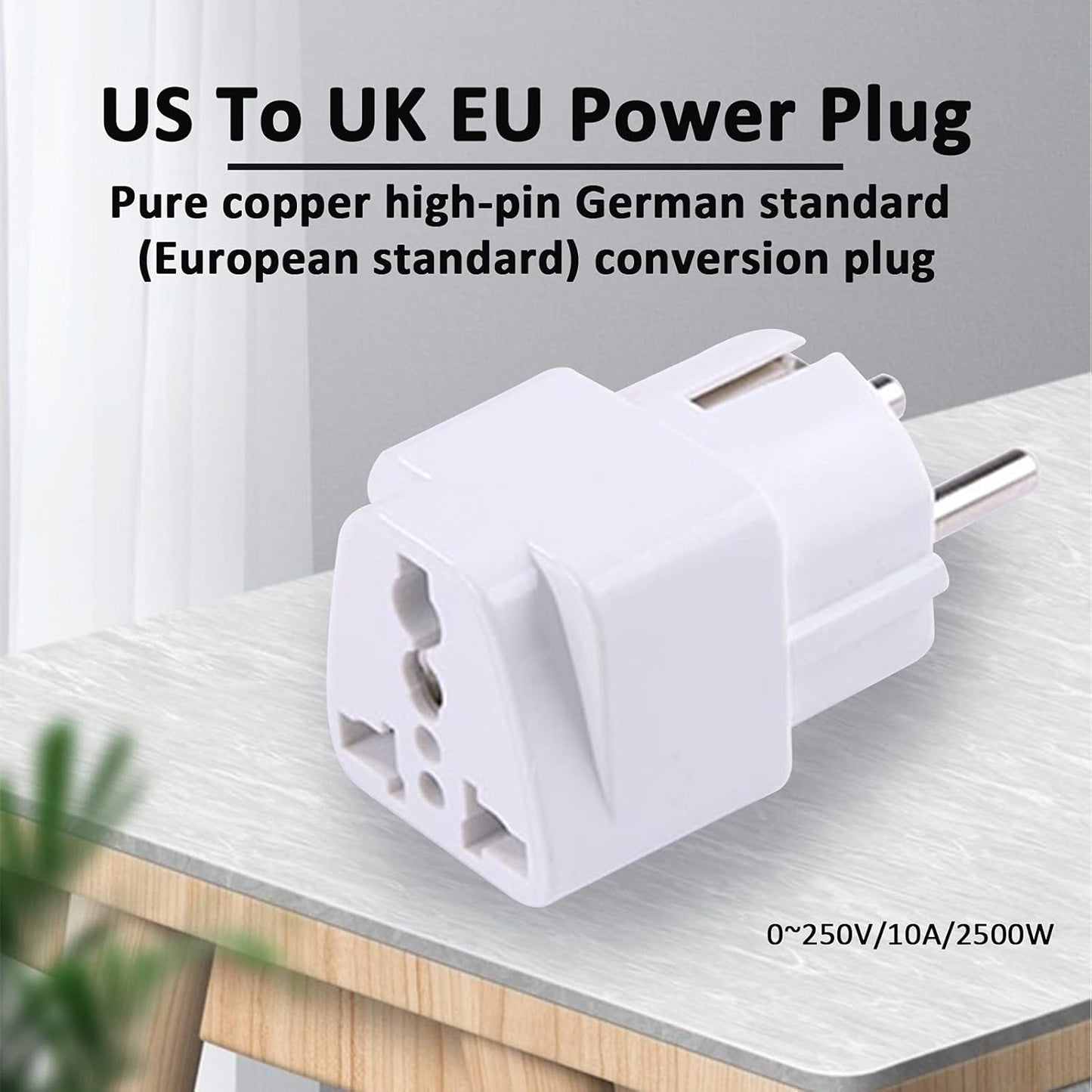 BOROCO Travel Adapter Adapter 2500 W, Universal EU Plug AC 250 V 10 A? EU Plug Universal EU Power (White)