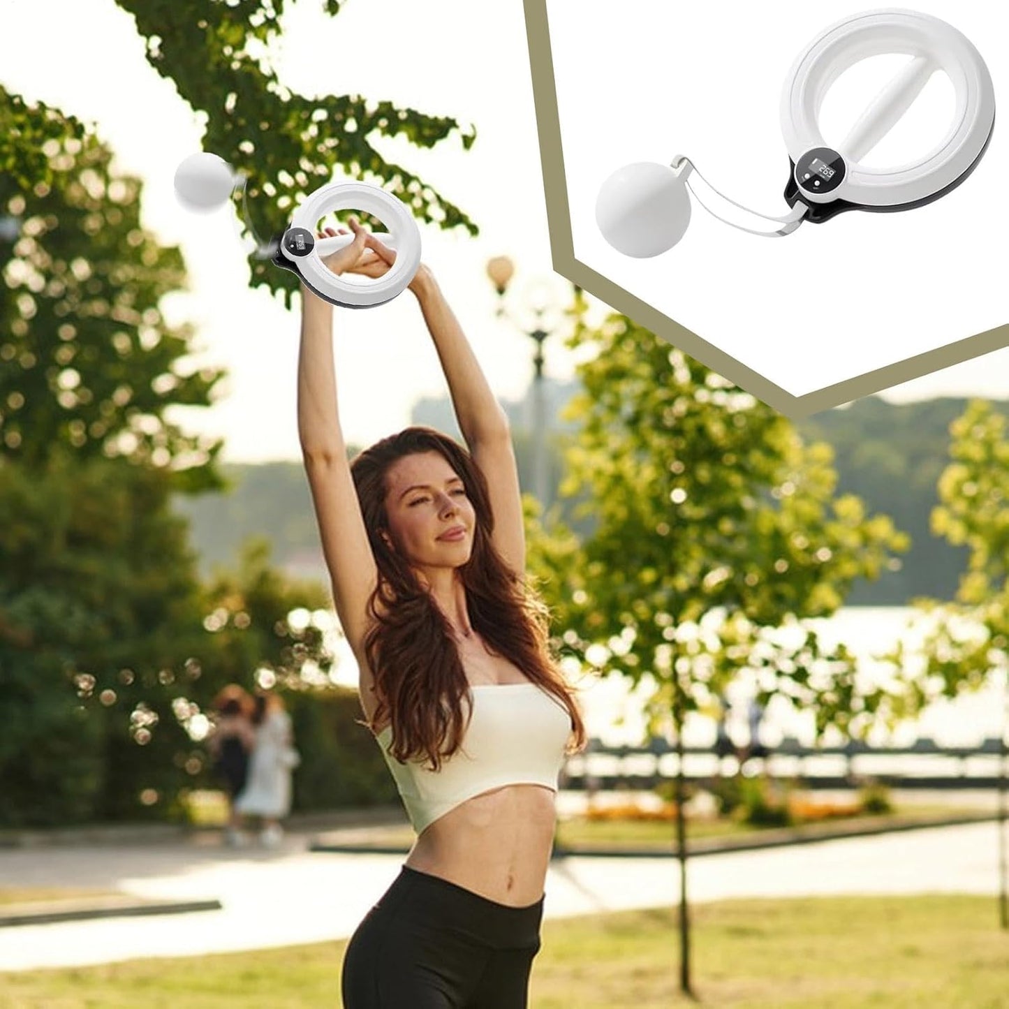 Weighted Hoop, Training Arm Strength Ring, Lightweight Portable Design Smart Waist Exercise, 360 Degree Rotating Fitness Gear for Hand Cranked Upper Body Workout, 48 x 6.3 Inch