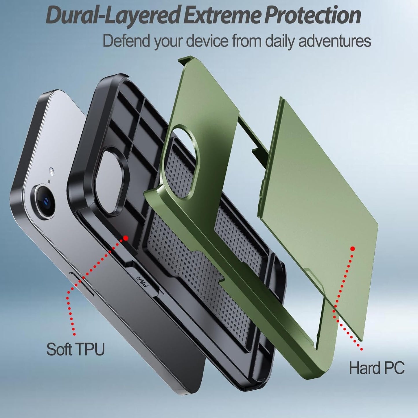 Benbenjaytek for iPhone 16e Wallet Case with Card Holder + 2 Tempered Glass Screen Protector Protective Shockproof Hidden Card Slot Slim Case Women Men for iPhone 16e 6.1"(Deep Green)