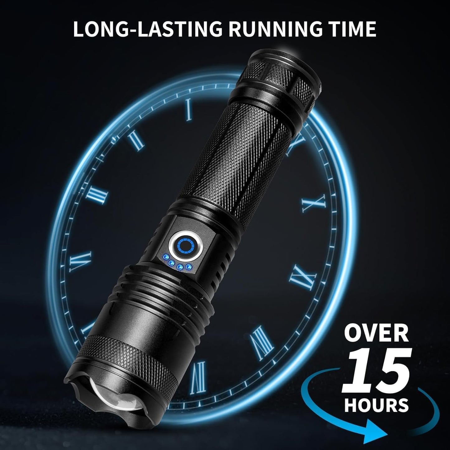 Rechargeable Flashlight 2 PCs,High Lumen Super Bright Flash Light with 15 H Long Runtime & 5 Modes,IP6 Waterproof Flashlight for Emergencies Bad Weather, Camping, Hiking