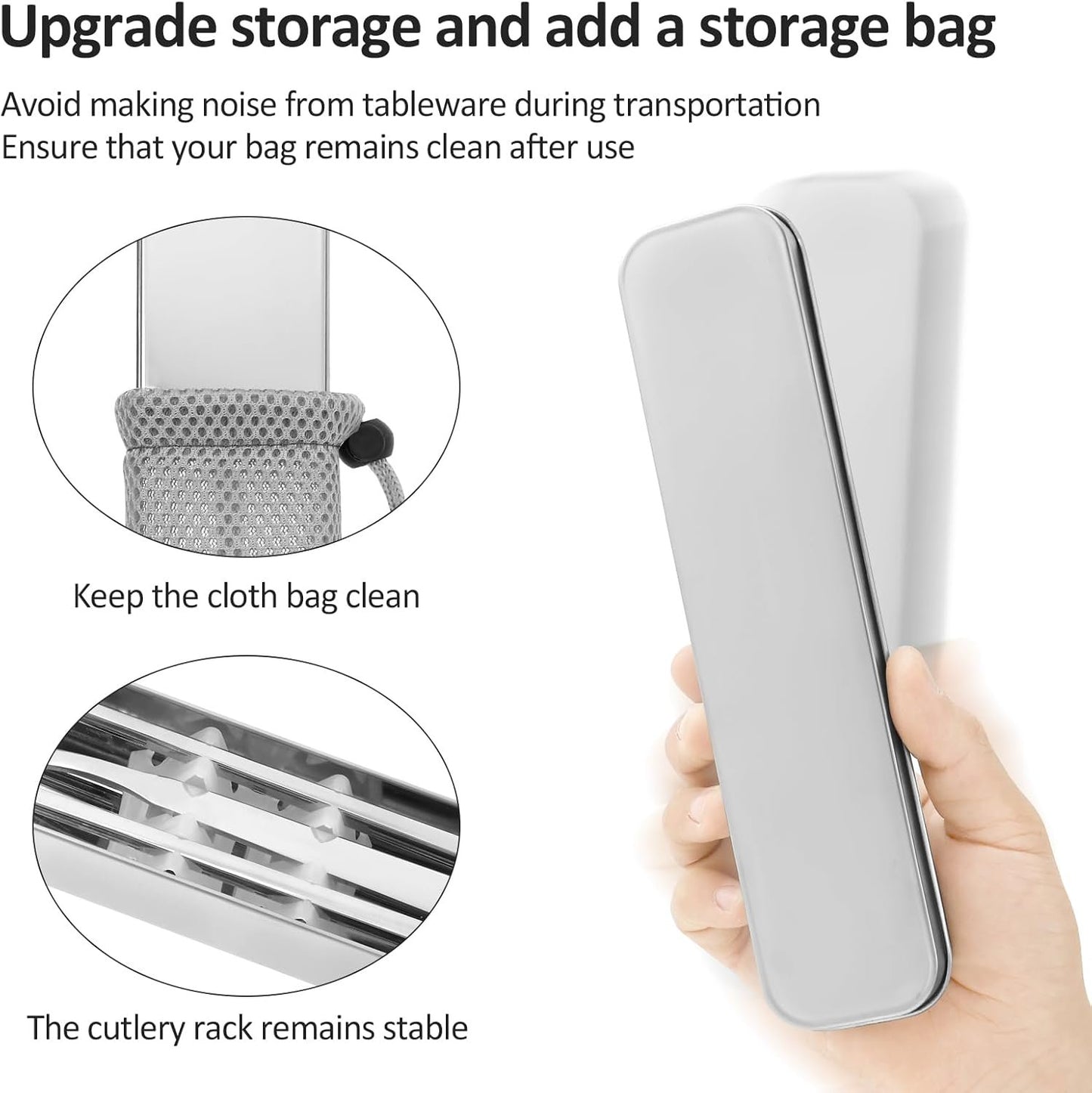 Stainless Steel Travel Cutlery Set with Case, Portable Stainless Steel Flatware Set for Camping Office Travel and Outdoor Dining Dishwasher Safe