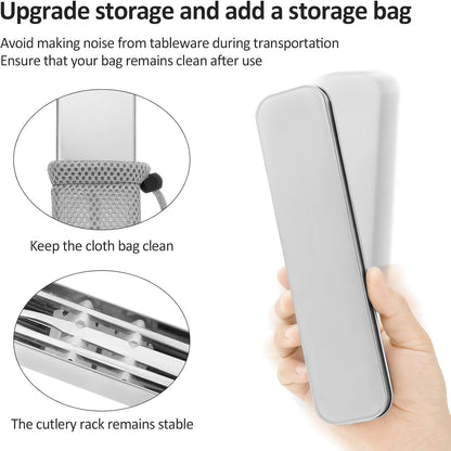 Stainless Steel Travel Cutlery Set with Case, Portable Stainless Steel Flatware Set for Camping Office Travel and Outdoor Dining Dishwasher Safe