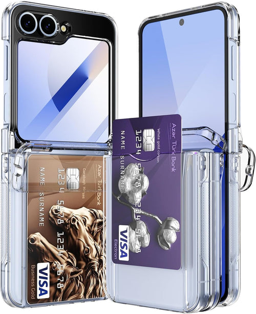RUNGOS for Samsung Z Flip 6 Case with Hidden Card Holder [Automatic Folding Hinge Protection] [1-2 Card Slot] Skin Feel for Samsung Galaxy Z Flip 6 Case, 10Ft Drop Tested Full Body Protection Cover
