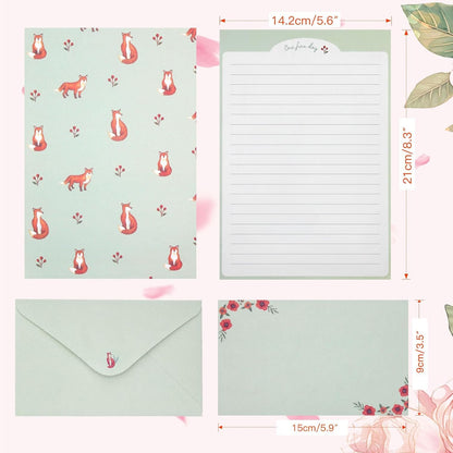 KSIWRE 54 PCS Stationery Set with Envelopes,36 Writing Paper+18 Envelopes,Cute Lined Stationery Paper for Writing Letters Invitations Poem Office School Supplies