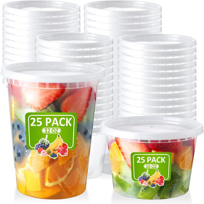 NEEBAKE 50 Set Deli-Containers-with-Lids: [16oz 32oz] Combo Plastic-Food-Storage-Containers-with-Lids, Microwaveable & Freezer Safe To-Go-Containers, Leak-proof Meal-Prep-Containers
